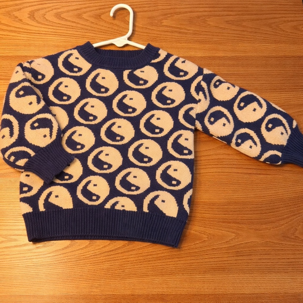 Kids Yin + Yang Sweater - Blue and Cream